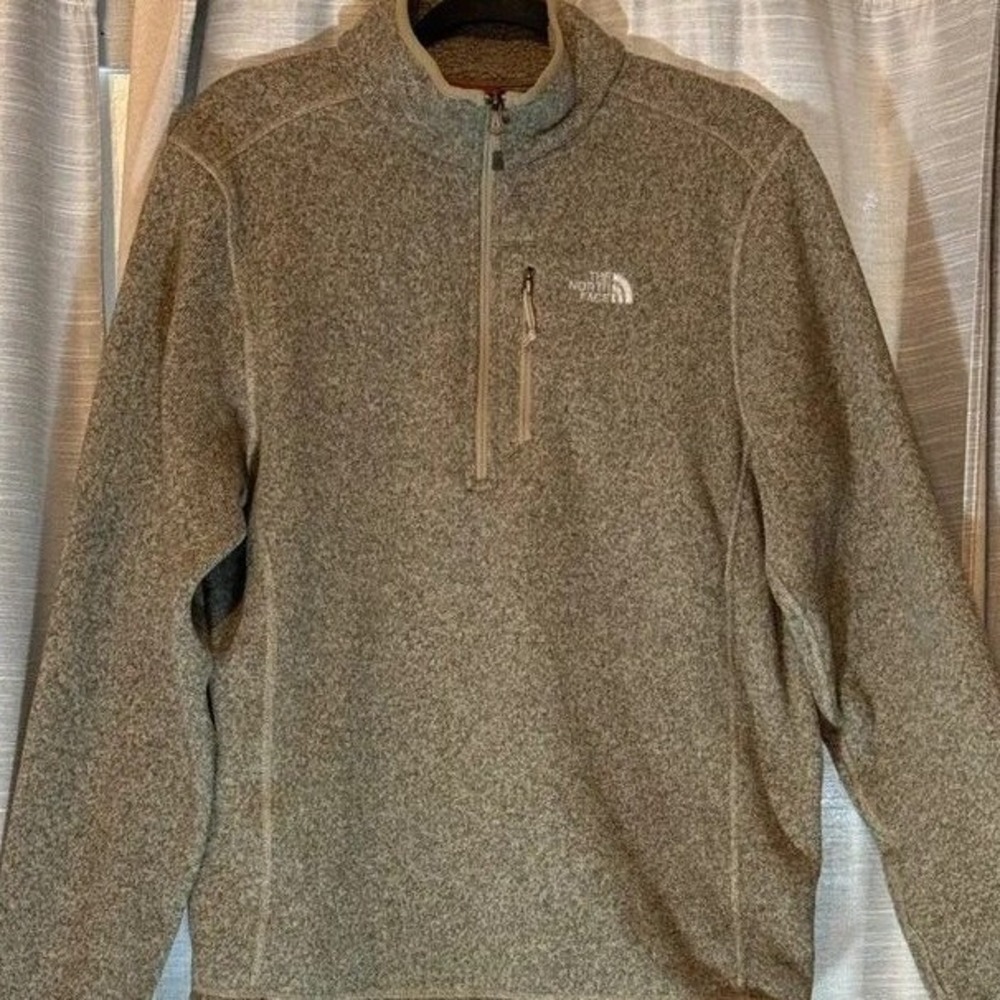 The North Face Men's Gordon Lyons Quarter Zip Fleece Pullover Oatmeal Heather L